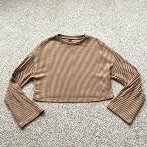 Shein Tan Drop Shoulder Long Sleeve Shirt